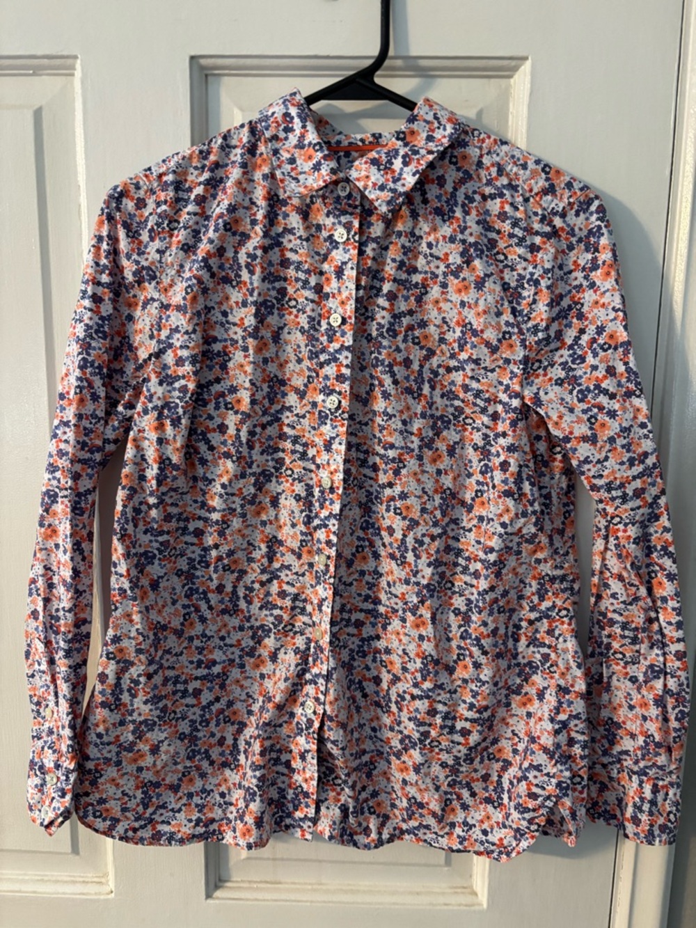 Talbots S Floral Button Front Blouse 100% Cotton Multicolor Long Sleeve Women